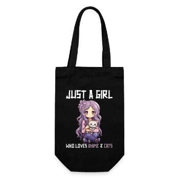 Kawaii Girl Anime Manga Fille et chat - Sac à bouteille - noir - Devant