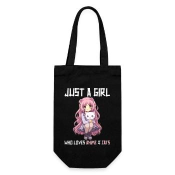 Kawaii Girl Anime Manga Fille et chat - Sac à bouteille - noir - Devant