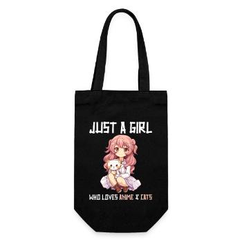 Kawaii Girl Anime Manga Fille et chat - Sac à bouteille - noir - Devant