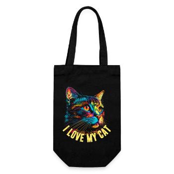 I love my cat - Gift Bag for Bottles - black - Front