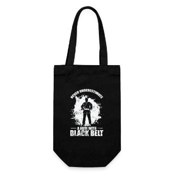 Never underestimate a Black Belt Dude Taekwondo - Geschenkbeutel für Flaschen - Schwarz - Vorne