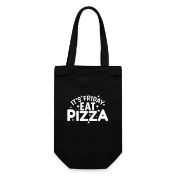 It’s Friday Eat Pizza Salami und Käse - Geschenkbeutel für Flaschen - Schwarz - Vorne
