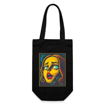 Gravure sur bois Cartoon de peur - Sac à bouteille - noir - Devant