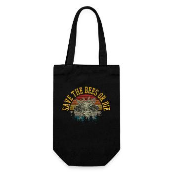 Imker Geschenk Bienen Vintage - Geschenkbeutel für Flaschen - Schwarz - Vorne