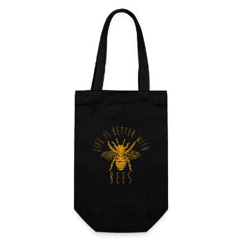 Imker Geschenk Bienen Vintage - Geschenkbeutel für Flaschen - Schwarz - Vorne