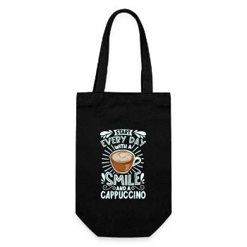 Lächeln mit Cappuccino - Geschenkbeutel für Flaschen - Schwarz - Vorne