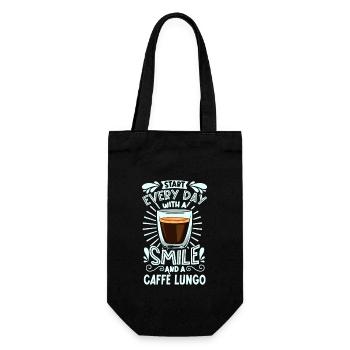 Lächeln mit Caffè Lungo - Geschenkbeutel für Flaschen - Schwarz - Vorne