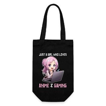 Kawaii Mädchen Anime Manga Mädchen Katze - Geschenkbeutel für Flaschen - Schwarz - Vorne