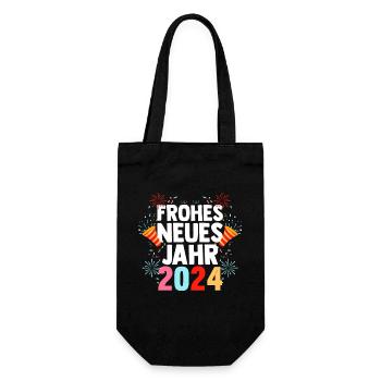 Frohes Neues Jahr Silvester 2024 - Geschenkbeutel für Flaschen - Schwarz - Vorne