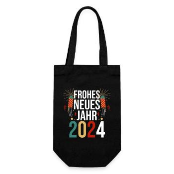 Frohes Neues Jahr Silvester 2024 - Geschenkbeutel für Flaschen - Schwarz - Vorne