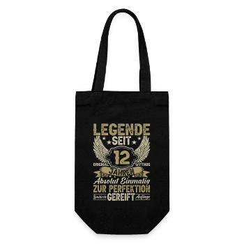 Legendärer 12. Geburtstag Vintage Style - Geschenkbeutel für Flaschen - Schwarz - Vorne