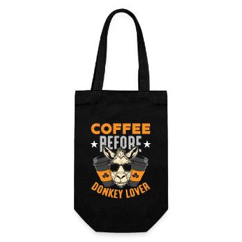 Donkey Lover Coffee Before Animals Coffee Lover - Geschenkbeutel für Flaschen - Schwarz - Vorne