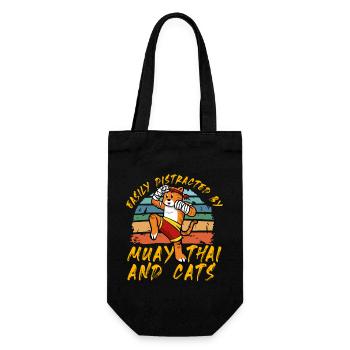 Facilement distrait par le Muay Thai et les chats - Sac à bouteille - noir - Devant