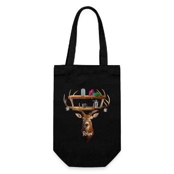 Geweih, Reh + Regal = Rehgal Design by summitXpeak - Geschenkbeutel für Flaschen - Schwarz - Vorne