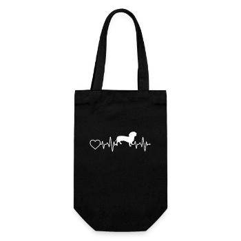 Dackel Hund Herzschlag - Geschenkbeutel für Flaschen - Schwarz - Vorne