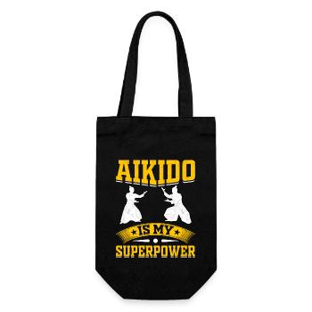 Aikido ist meine Superkraft - Geschenkbeutel für Flaschen - Schwarz - Vorne