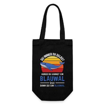 Walart Meeressäuger Meeresbewohner Blauwal - Geschenkbeutel für Flaschen - Schwarz - Vorne