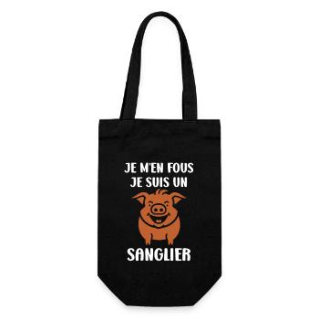 Humour petit sanglier - Sac à bouteille - noir - Devant