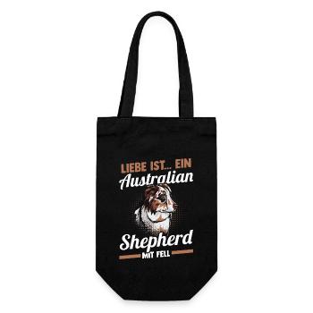 Australian Shepherd Hund Aussie - Geschenkbeutel für Flaschen - Schwarz - Vorne
