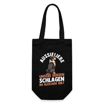 Australian Shepherd Hund Aussie - Geschenkbeutel für Flaschen - Schwarz - Vorne