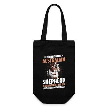 Australian Shepherd Hund Aussie - Geschenkbeutel für Flaschen - Schwarz - Vorne