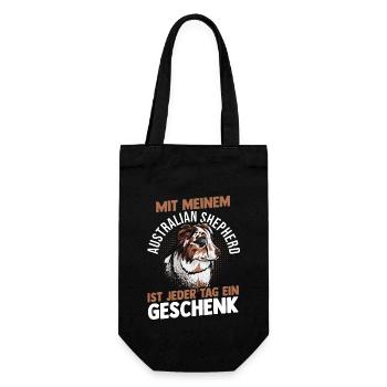 Australian Shepherd Hund Aussie - Geschenkbeutel für Flaschen - Schwarz - Vorne