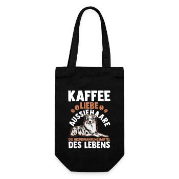 Kaffee Australian Shepherd Hund Aussie - Geschenkbeutel für Flaschen - Schwarz - Vorne
