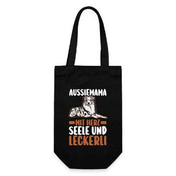 Australian Shepherd Hundemama Hund Aussie - Geschenkbeutel für Flaschen - Schwarz - Vorne