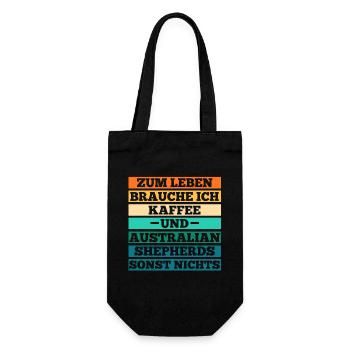 Kaffee Australian Shepherd Hund Aussie - Geschenkbeutel für Flaschen - Schwarz - Vorne