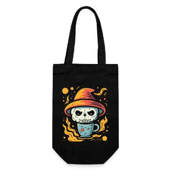 Café, Espace, Nerd, Crâne, Panda, Magie - Sac à bouteille - noir - Devant