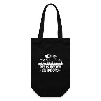 Life is better Outdoors Wandern Hobby - Geschenkbeutel für Flaschen - Schwarz - Vorne