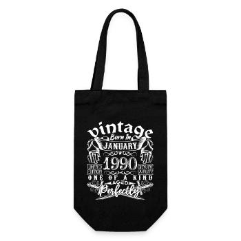 January 1990 birthday January 1990 January - Gift Bag for Bottles - black - Front