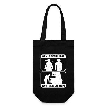 Machinist My Problem My Solution Pictogram Dad Mom - Geschenkbeutel für Flaschen - Schwarz - Vorne