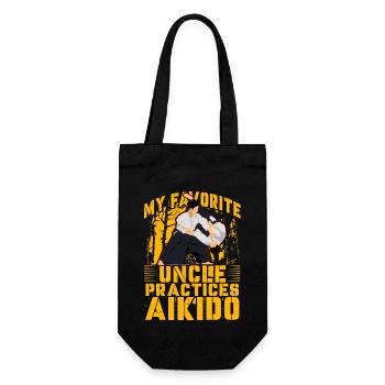 Mein Lieblingsonkel trainiert Aikido - Geschenkbeutel für Flaschen - Schwarz - Vorne