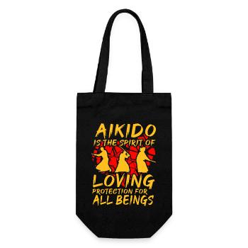 Aikido ist der Geist des liebevollen Schutzes für alle - Geschenkbeutel für Flaschen - Schwarz - Vorne