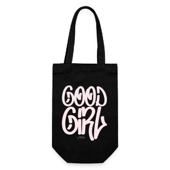 Text: pink Good Girl, gutes Mädchen - Gift Bag for Bottles - black - Front