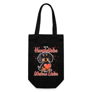 Hundeliebe Wahre Liebe - Lustige Dackel Liebe - Geschenkbeutel für Flaschen - Schwarz - Vorne