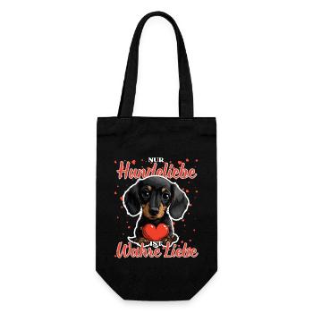 Hundeliebe Wahre Liebe - Lustige Dackel Liebe - Geschenkbeutel für Flaschen - Schwarz - Vorne