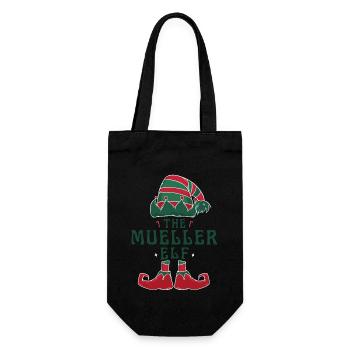 Müller Elf Personalisierter Name Weihnachtsfamilie - Geschenkbeutel für Flaschen - Schwarz - Vorne