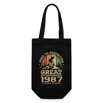 Vintage 1987 Birthday - 1987 Retro Gift Idea - Gift Bag for Bottles - black - Front