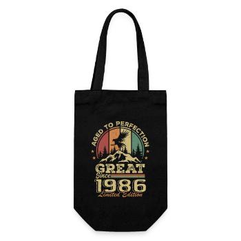 Jahrgang 1986 Geburtstag - 1986 Retro Geschenkidee - Geschenkbeutel für Flaschen - Schwarz - Vorne