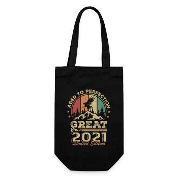 Vintage Geburtstag 2021 - Retro Geschenkidee 2021 - Geschenkbeutel für Flaschen - Schwarz - Vorne