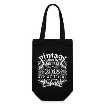 Januar 2018 Geburtstag Januar 2018 Januar - Geschenkbeutel für Flaschen - Schwarz - Vorne