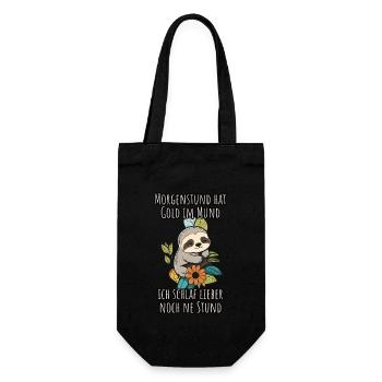 Ich schlaf weiter - Faultier Schlafshirt Damen - Geschenkbeutel für Flaschen - Schwarz - Vorne