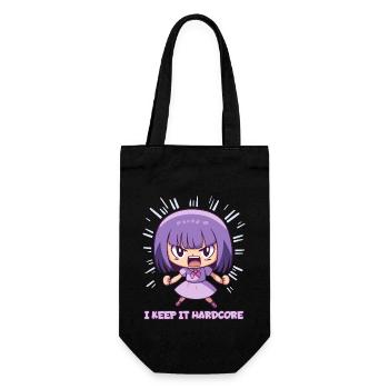 Das "Keep it Hardcore" Anime-Mädchen - Geschenkbeutel für Flaschen - Schwarz - Vorne