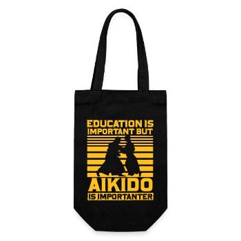 L’éducation est importante, mais l’aïkido est plus important - Sac à bouteille - noir - Devant