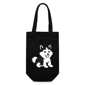 Humor kleiner Husky - Geschenkbeutel für Flaschen - Schwarz - Vorne