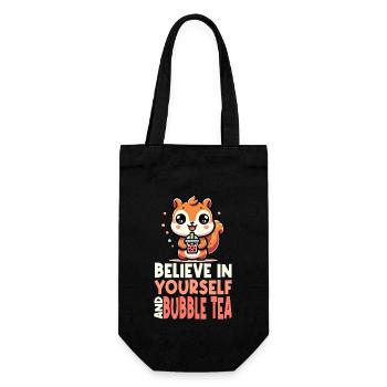 Kawaii Squirrel Bubble Tea Croyez en vous - Sac à bouteille - noir - Devant