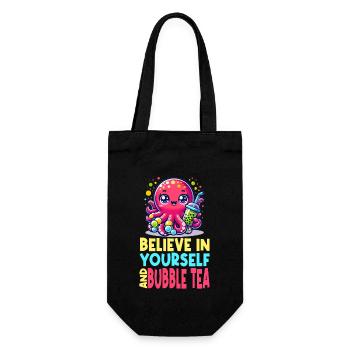 Kawaii Octopus Bubble Tea Believe In Yourself - Gift Bag for Bottles - black - Front
