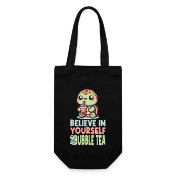 Kawaii Turtle Bubble Tea Glaube an dich selbst - Geschenkbeutel für Flaschen - Schwarz - Vorne